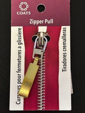 Coats Zipper Pull Replacement Gold Tone Metal Zip Pull Tab Sewing Notion